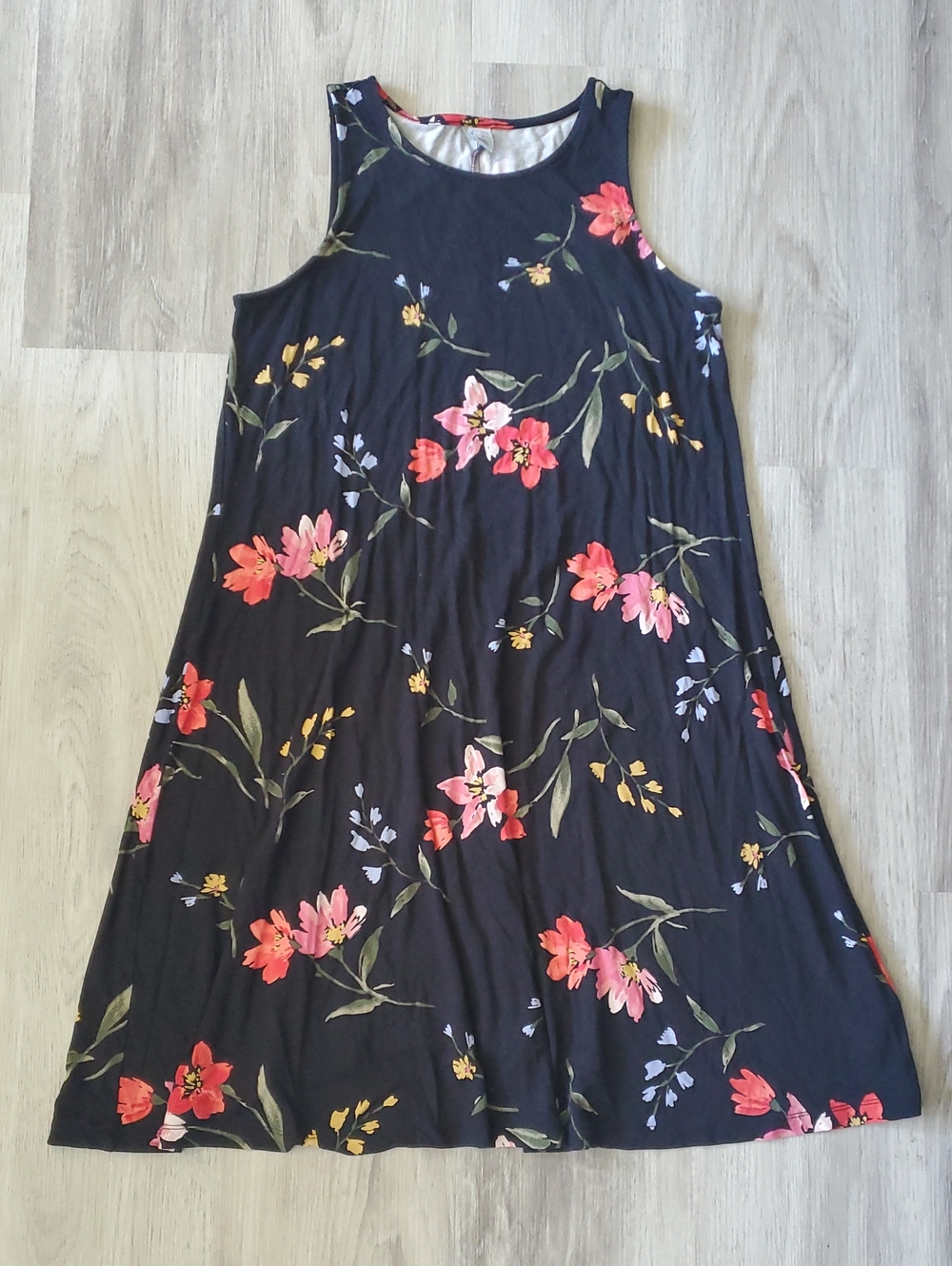 2/$20🌟 Size S - Black Floral Sleeveless Swing Dress - Old Navy
